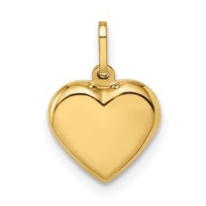 14k Yellow Gold 3 D Puffed Heart Pendant Charm for Women